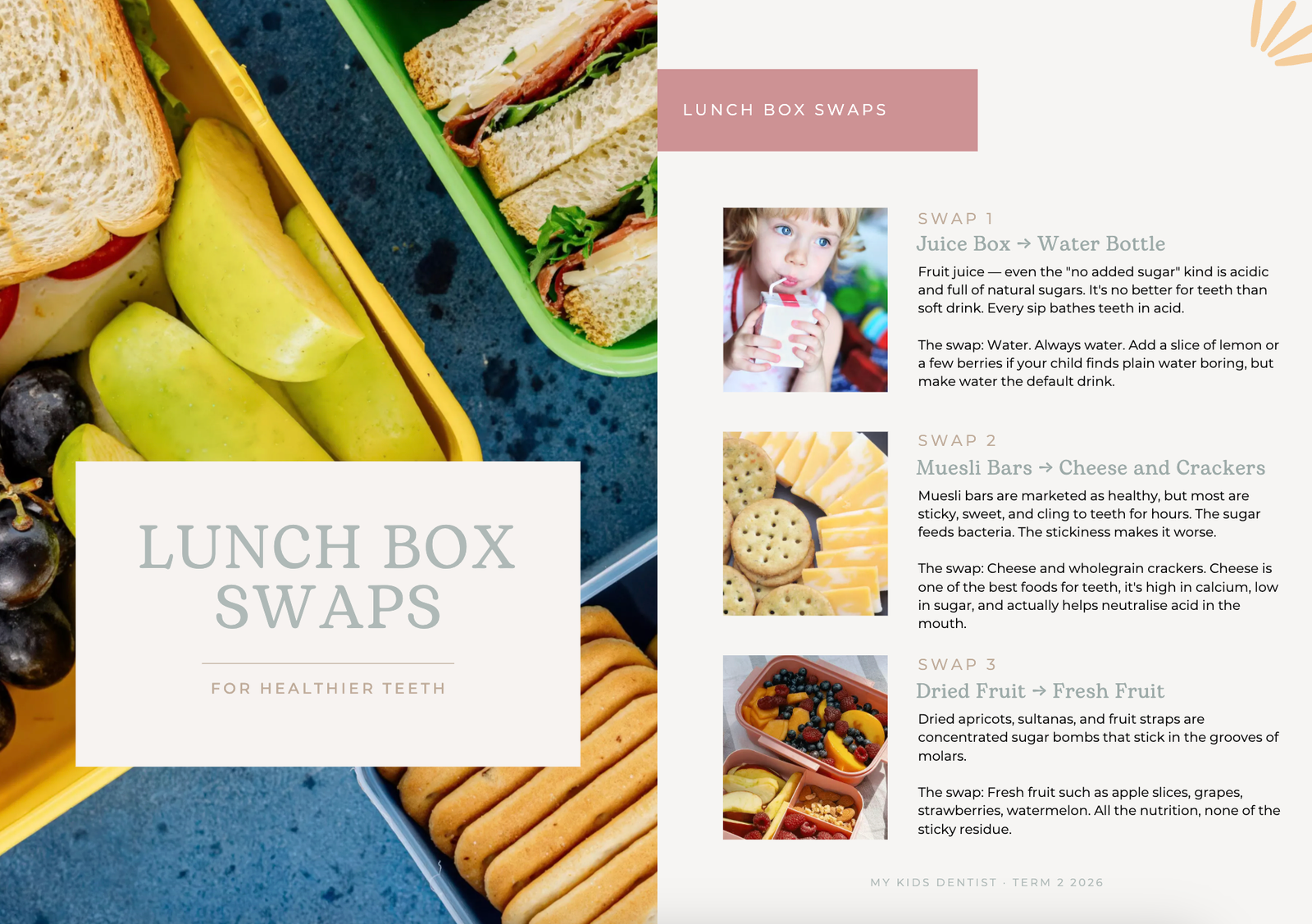 Lunch Box Swaps article spread from the My Kids Dentist magazine